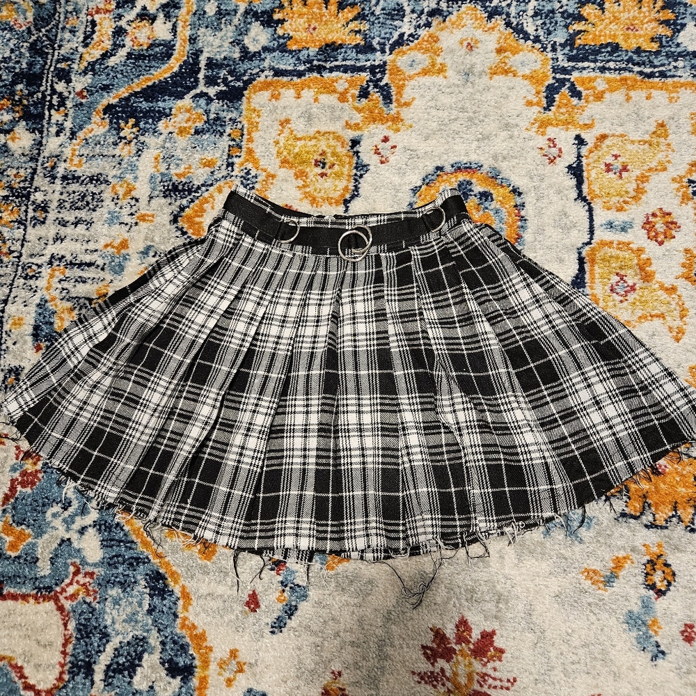 Current Mood Plaid Black and White Women's Skirt
